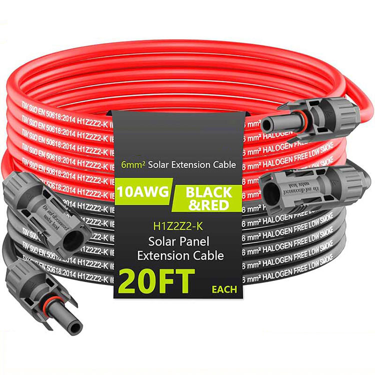 ಸೌರ ವಿಸ್ತರಣೆ ಕೇಬಲ್ 20FT 10AWG (6mm2) ಸೌರ ಫಲಕ ವಿಸ್ತರಣೆ ತಂತಿ